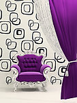 清新淡雅紫色沙发窗帘墙壁室内设计