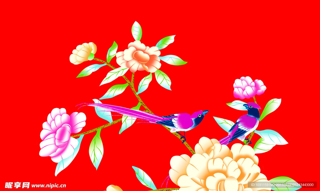 手绘牡丹