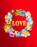 红色背景LOVE失量图