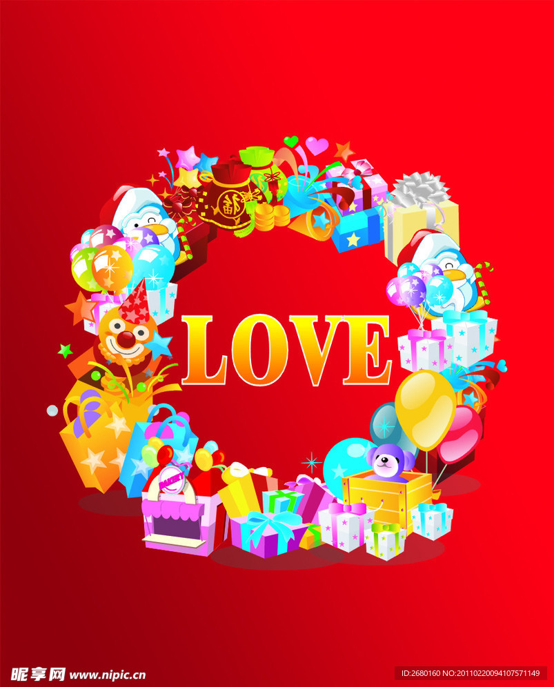 红色背景LOVE失量图