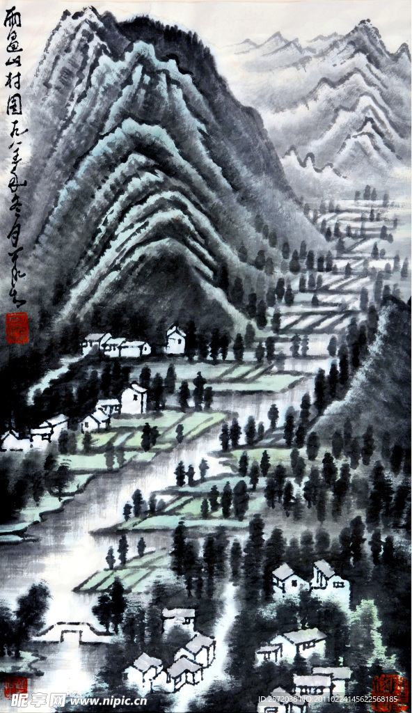 雨过山村图