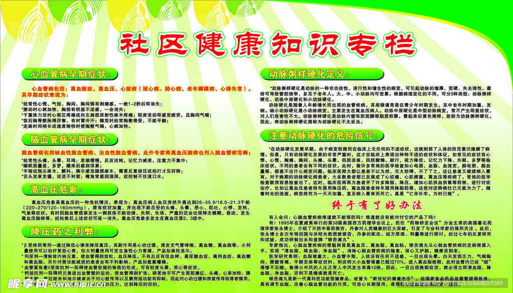 矢量 健康知识宣传栏版面