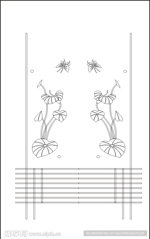 雕刻花 白描 花边底纹