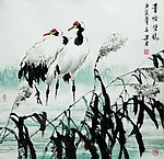 苇塘双鹤