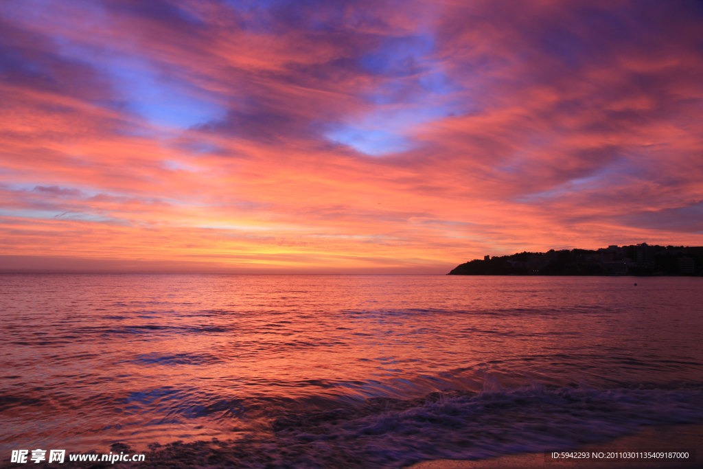 海滩夕阳