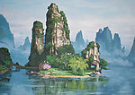 桂林山水油画