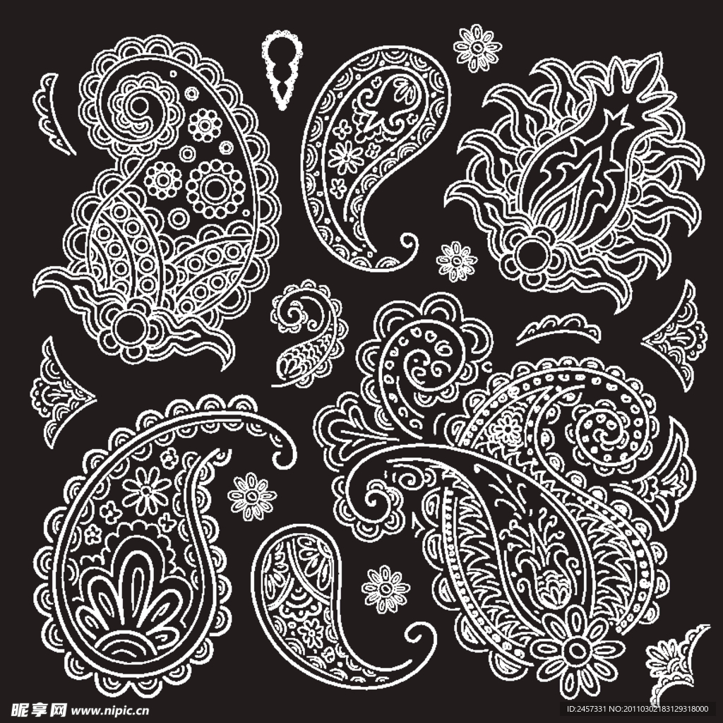 黑白欧式古典花纹花边边框装饰设计素材