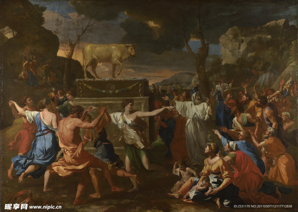 尼古拉斯·Poussin 崇拜的金牛犊