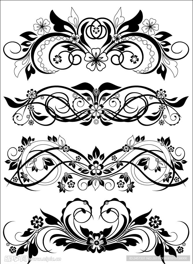 线条古典花纹花边边框装饰设计素材