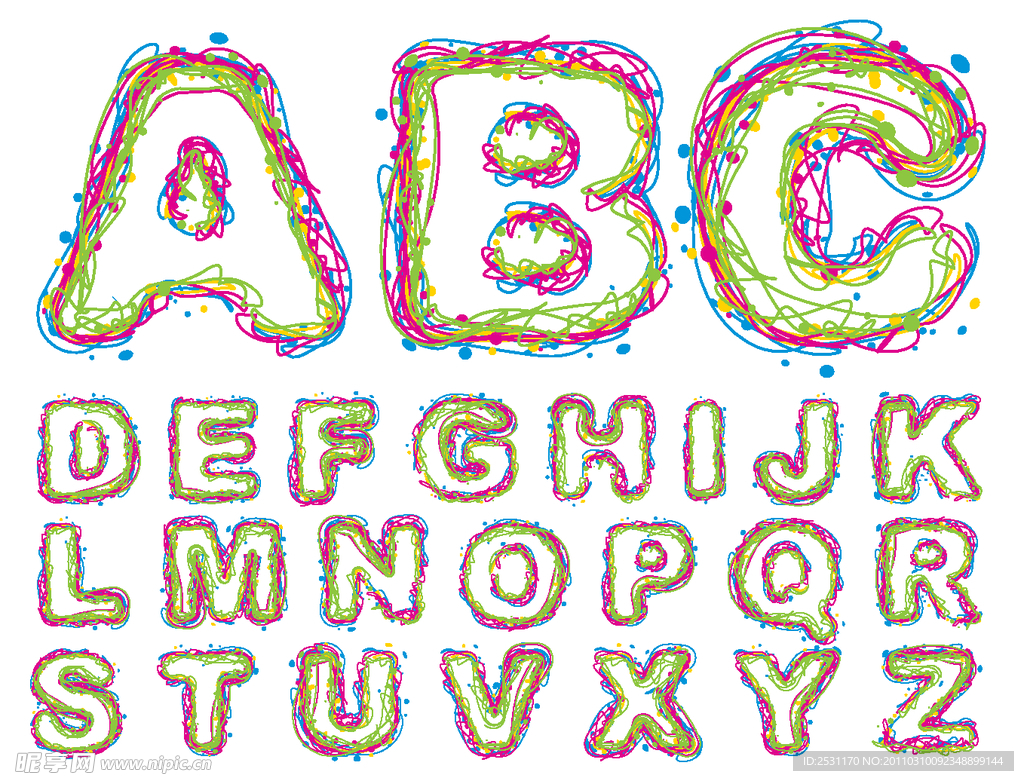 多彩花纹字母