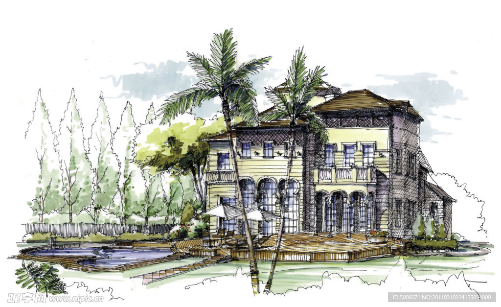 别墅手绘