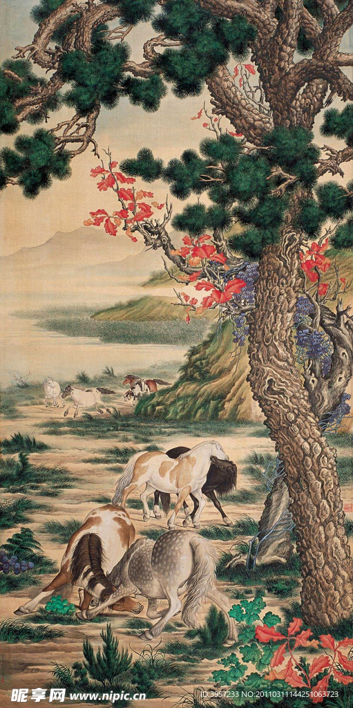 骏马嘻戏