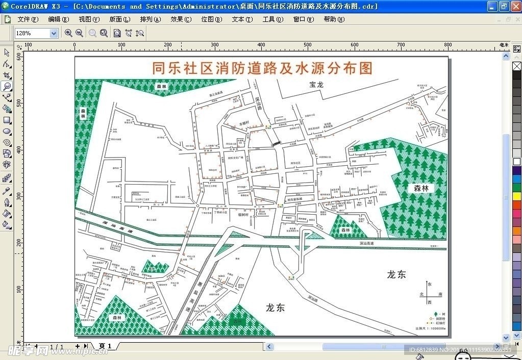 同乐社区消防道路及水源分布图