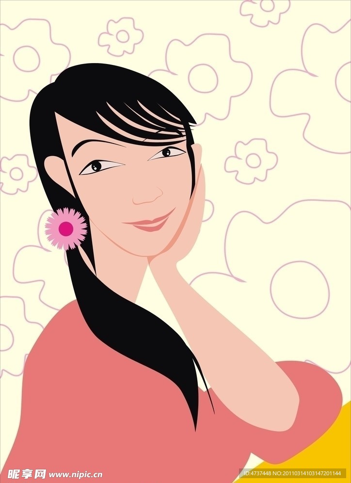 矢量恬静美女