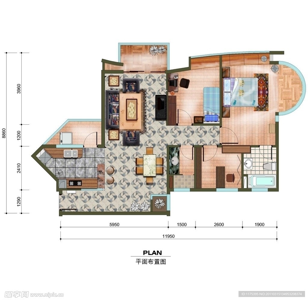 室内俯视图 现代 Model