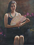 何岸少女油画