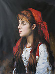 何岸少女油画
