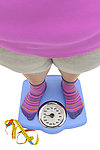 测量体重的肥胖女人