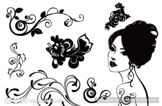 女人和花