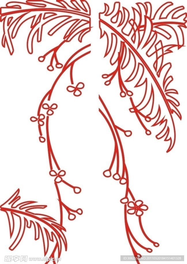 雕刻花 白描 花边