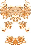 雕刻花 白描 花边底纹
