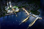 夜景建筑鸟瞰效果图