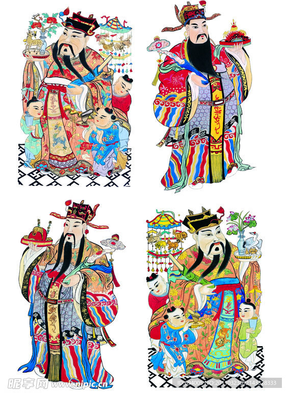 中国传统元素古代仙人吉祥如意