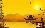 山水黄昏背景