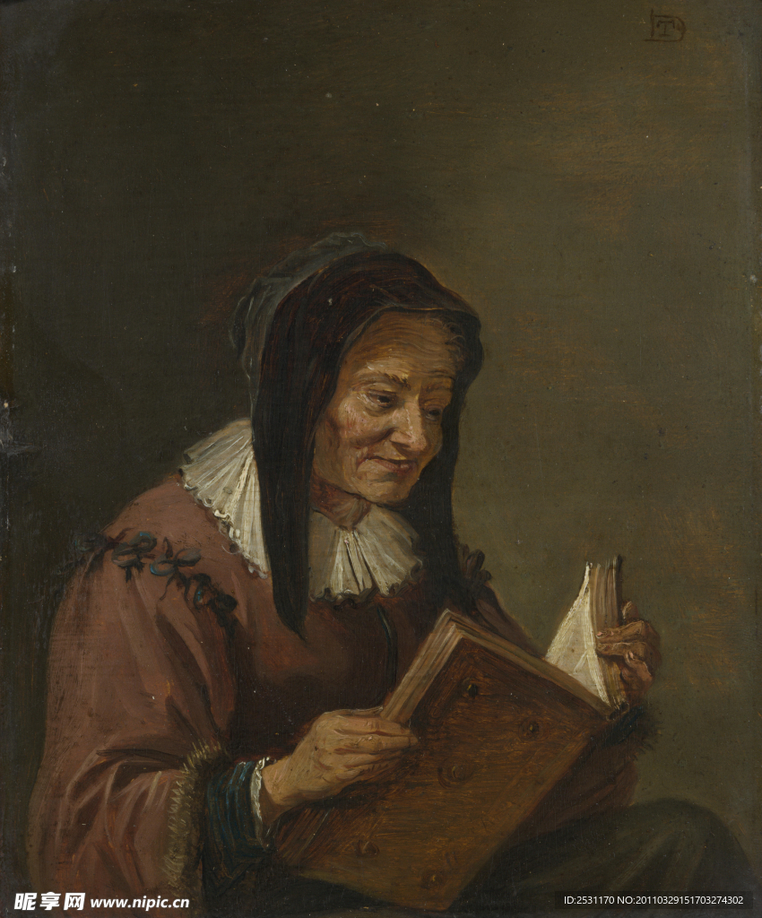阅读的老妇人