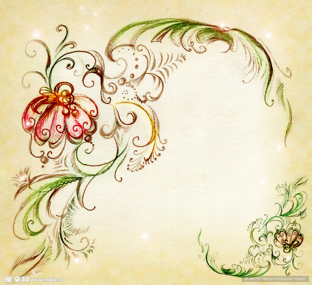 手绘古典花纹花边底纹