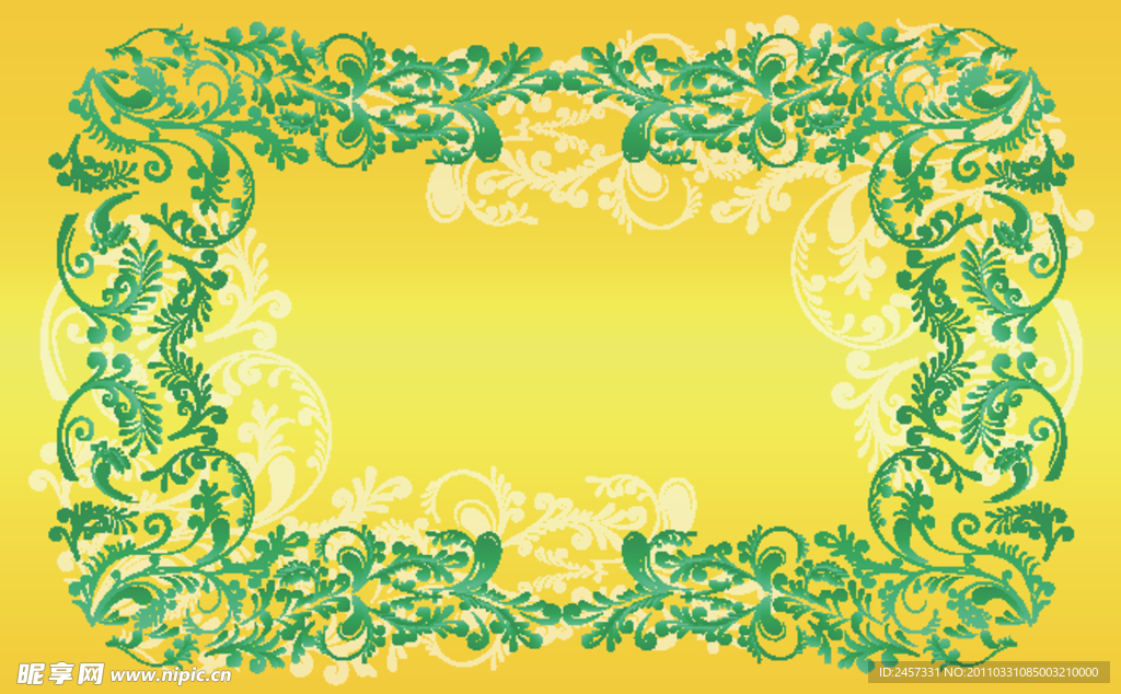绿色花纹花边框