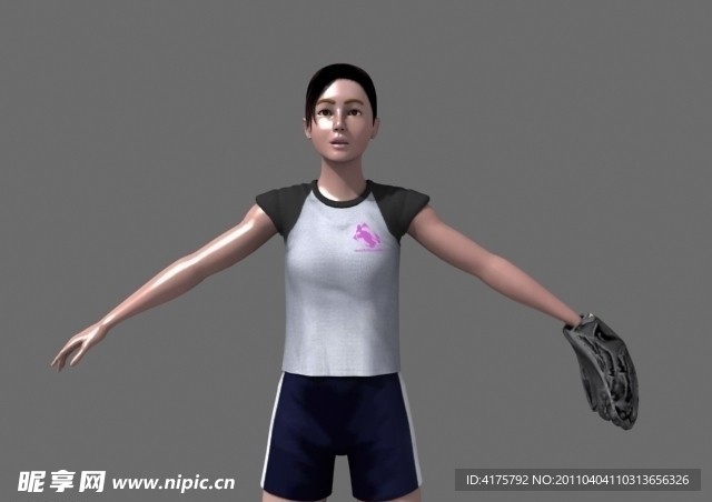 3dmax棒球女Baseball Girl带贴图