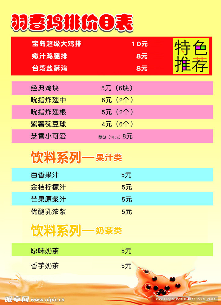 鸡排价目表