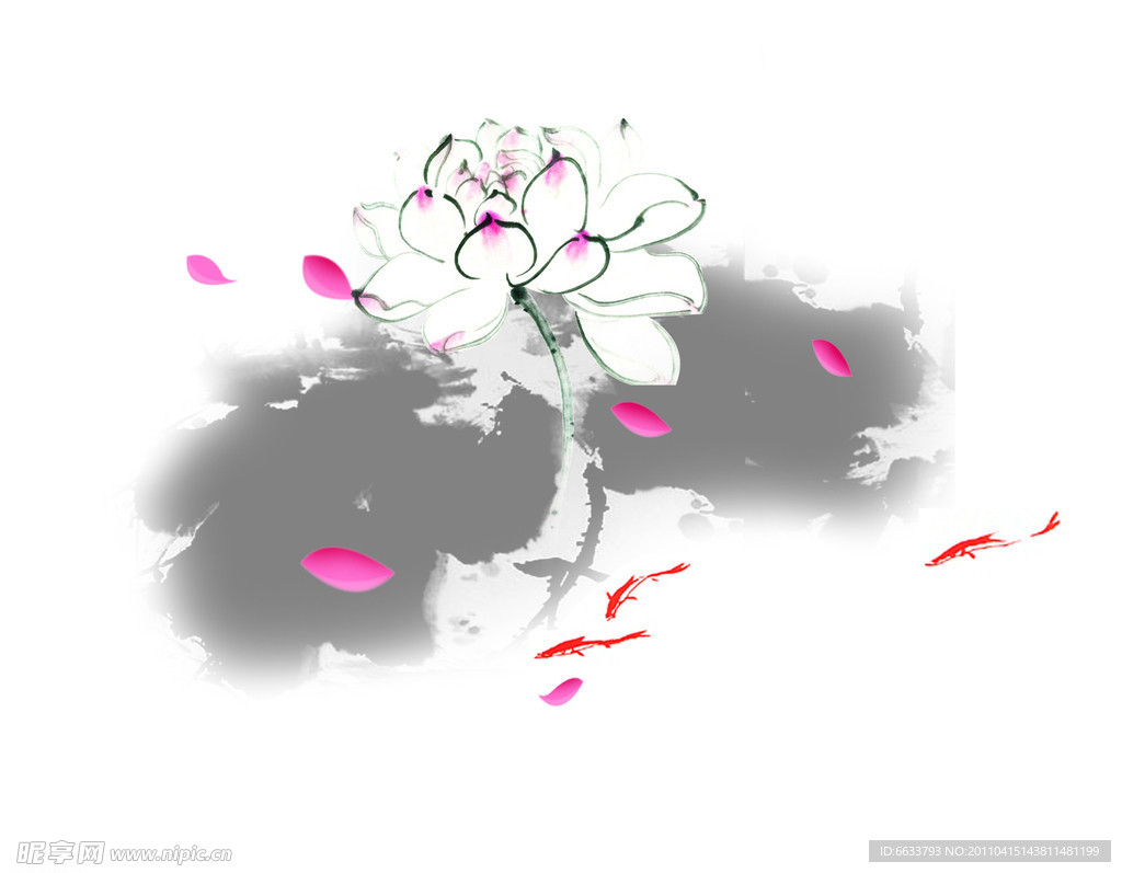 荷花水墨画