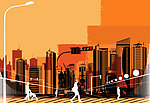 墨迹都市城市建筑剪影