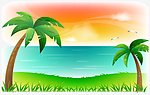 椰子树海滨景色