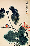 荷花翠鸟