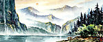 水彩画 山水风景