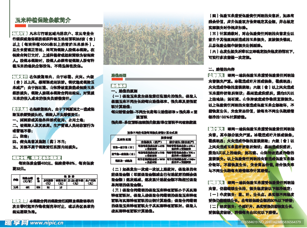 玉米农业保险彩页