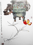 水彩画 丹橘呈祥