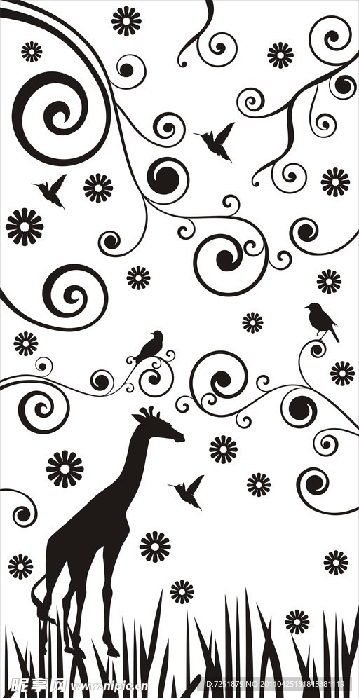 现代黑白室内壁画