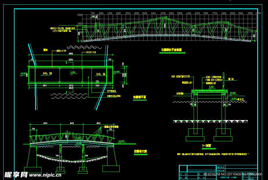 cad仿藤桥平面 立面图