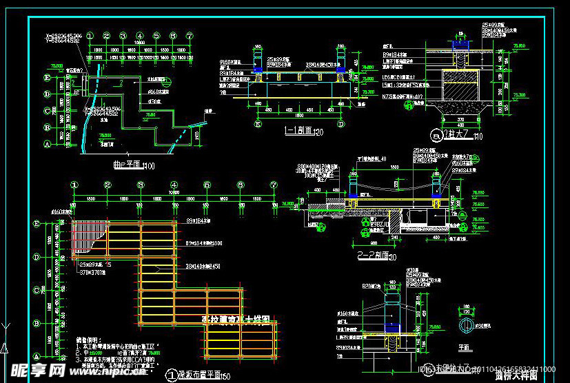 cad曲桥施工图