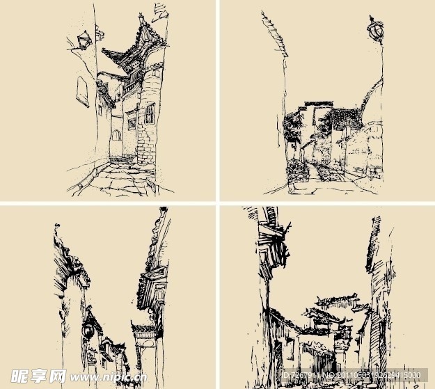 钢笔速写画