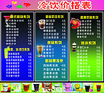冷饮价格表