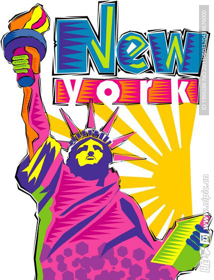 纽约自由女神像矢量插画素材