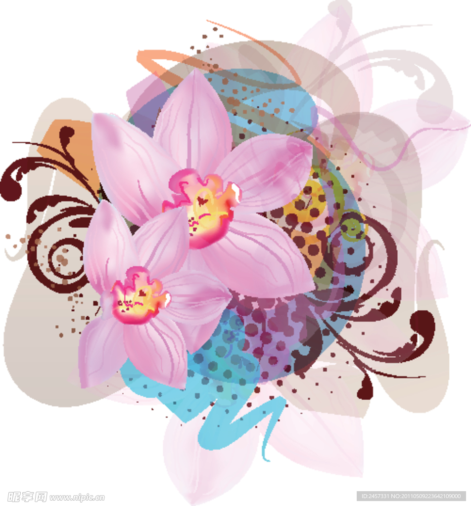 动感线条时尚花纹花朵
