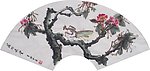 国画扇面《花外天堂》