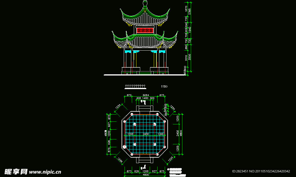 古建筑八角亭