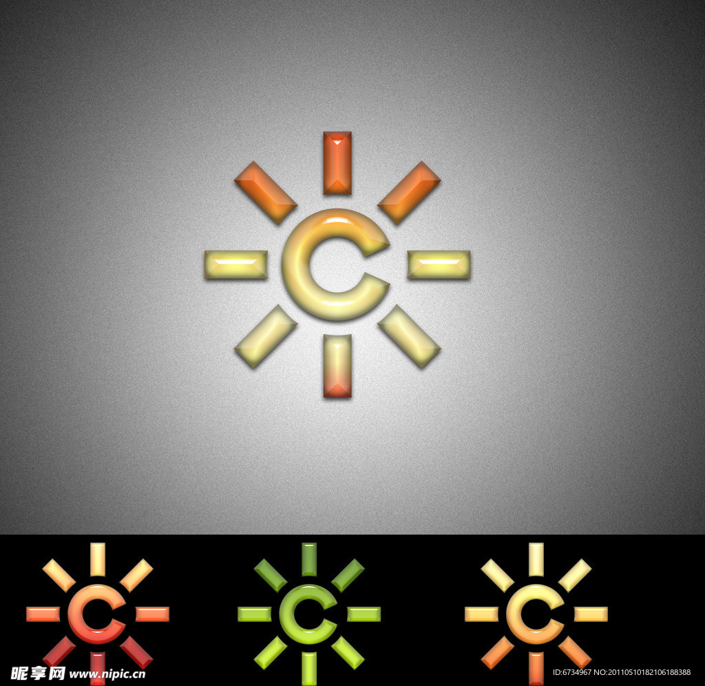 太阳 C字形 水晶logo